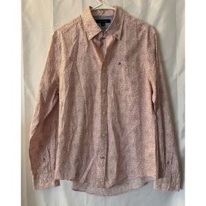 Vtg 90s‎ Tommy Hilfiger Shirt Mens MEDIUM Button Down Red Dots Regular Fit